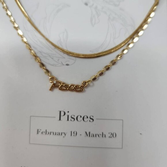 Time And Tru Pisces Necklace Set 16" & 18" Gold-Tone - Picture 3 of 6